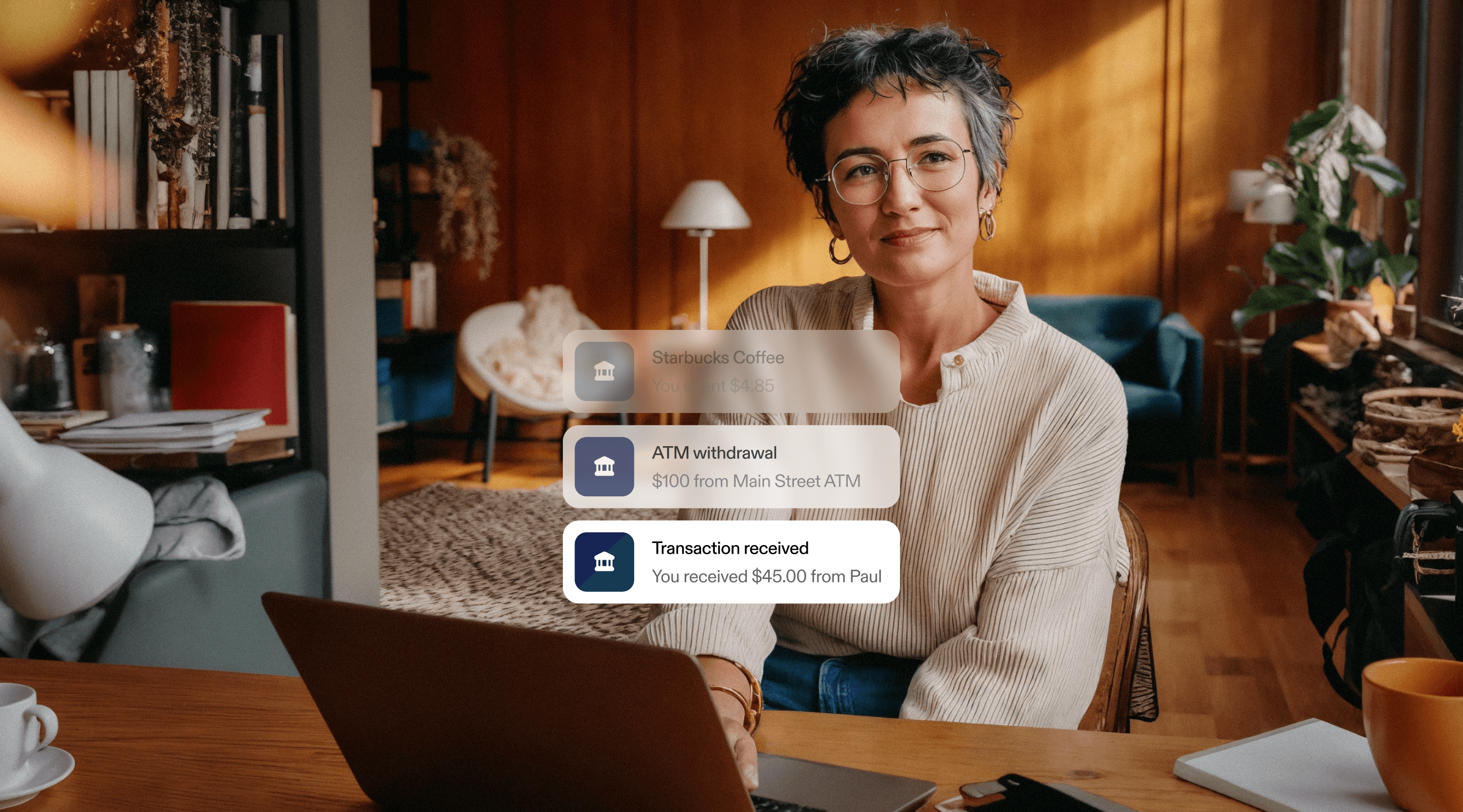 Banking solution with secure authentication and regulatory messaging.